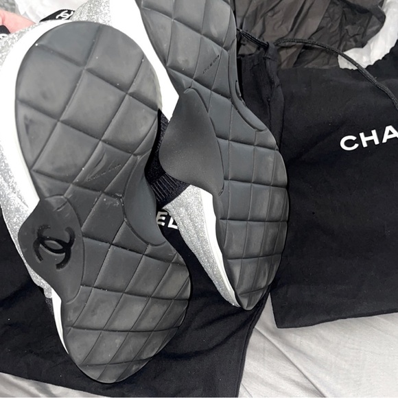 CHANEL SNEAKERS SOCK BOOTIE GLITTER RARE 9.5 41 9 SPACE SHOES NEW WITH BOX ETC! - Picture 9 of 16